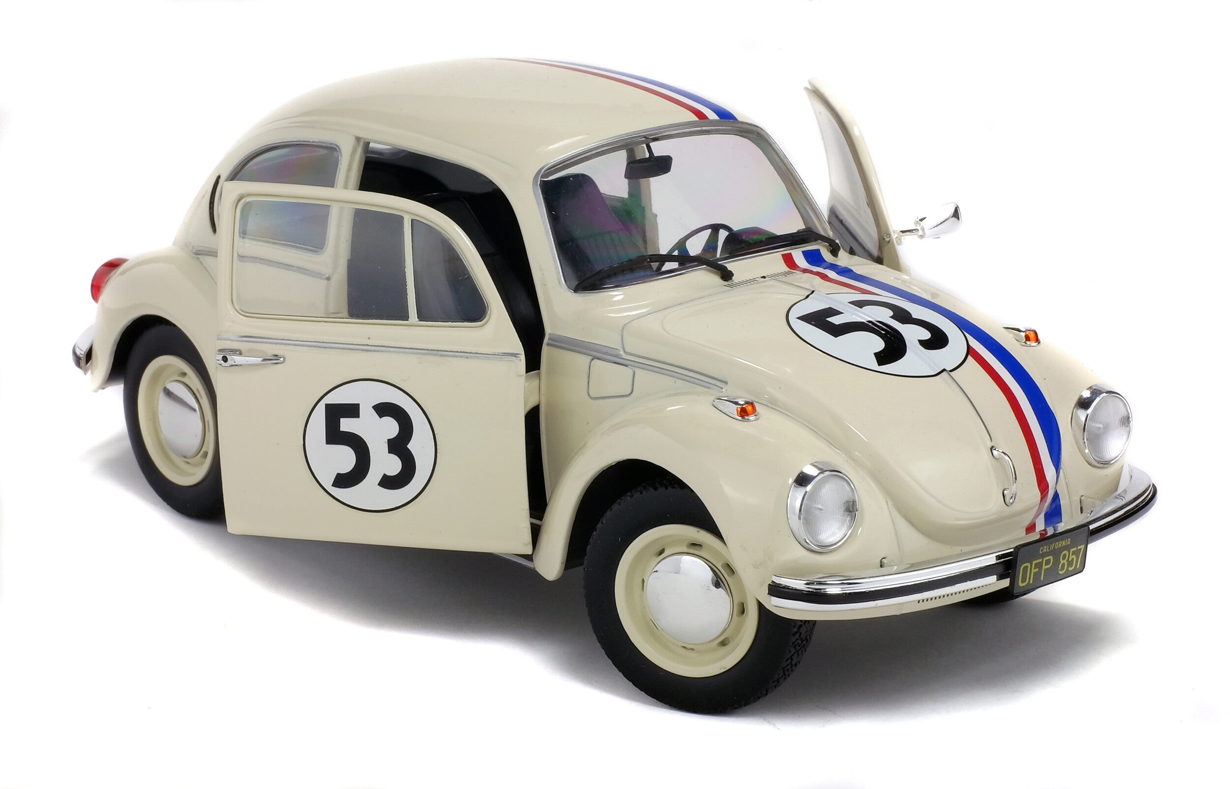 Solido 1:18 Diecast - 1975 VW Beetle 1303, Herbie Racer 53, White - S1800505