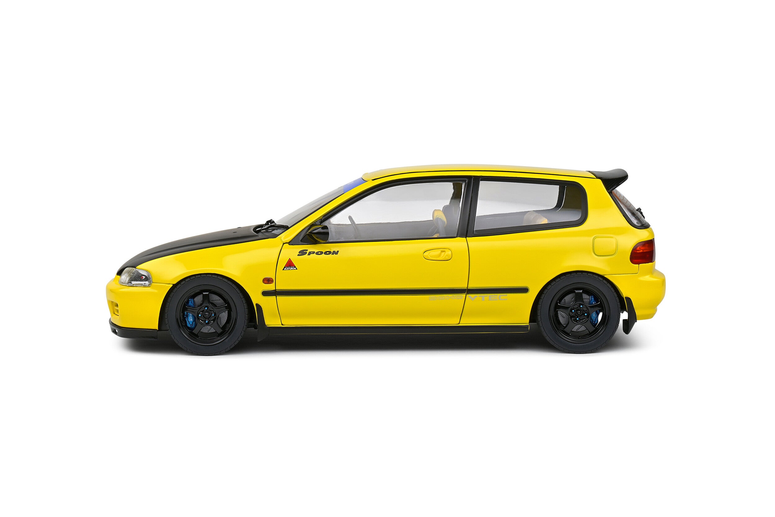 SOLIDO 1:18 Scale Diecast Model Car - 1991 Honda Civic EG6 Spoon Version in Yellow Carnival/Black - 1810402