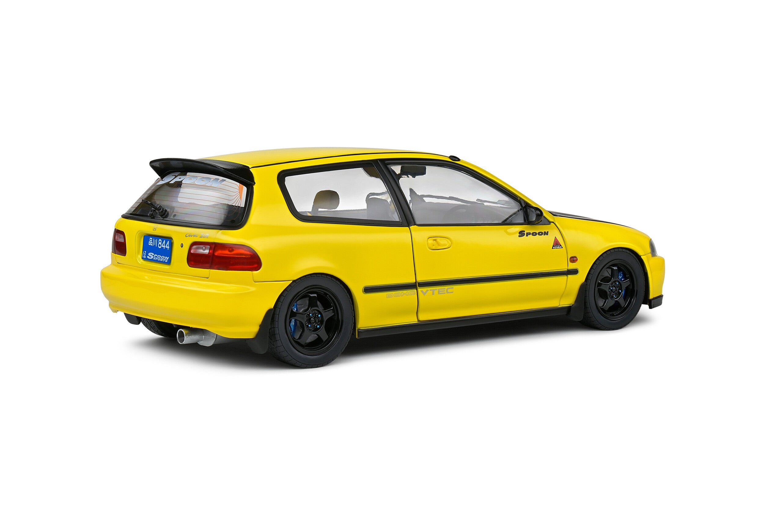 SOLIDO 1:18 Scale Diecast Model Car - 1991 Honda Civic EG6 Spoon Version in Yellow Carnival/Black - 1810402