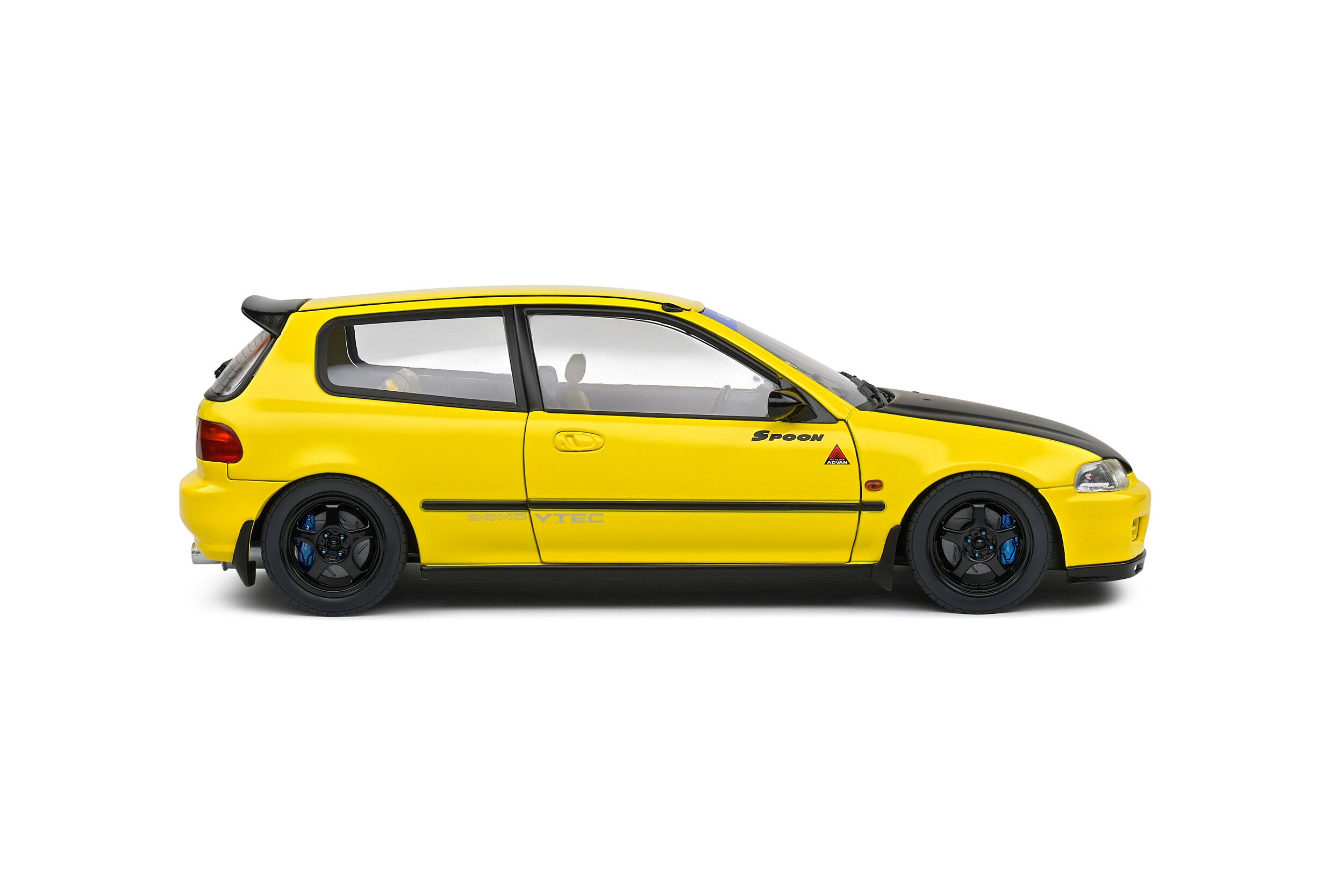 SOLIDO 1:18 Scale Diecast Model Car - 1991 Honda Civic EG6 Spoon Version in Yellow Carnival/Black - 1810402