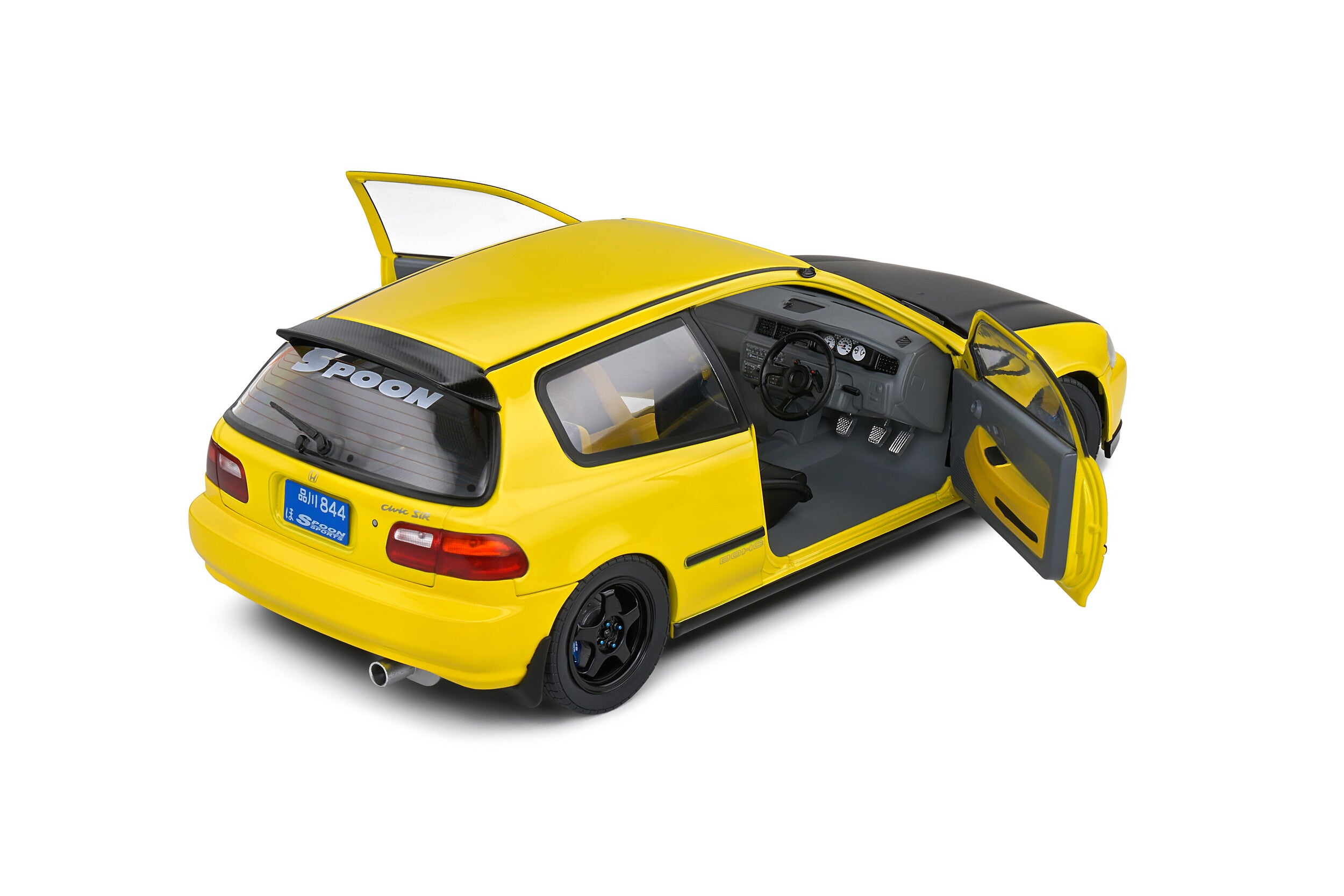 SOLIDO 1:18 Scale Diecast Model Car - 1991 Honda Civic EG6 Spoon Version in Yellow Carnival/Black - 1810402