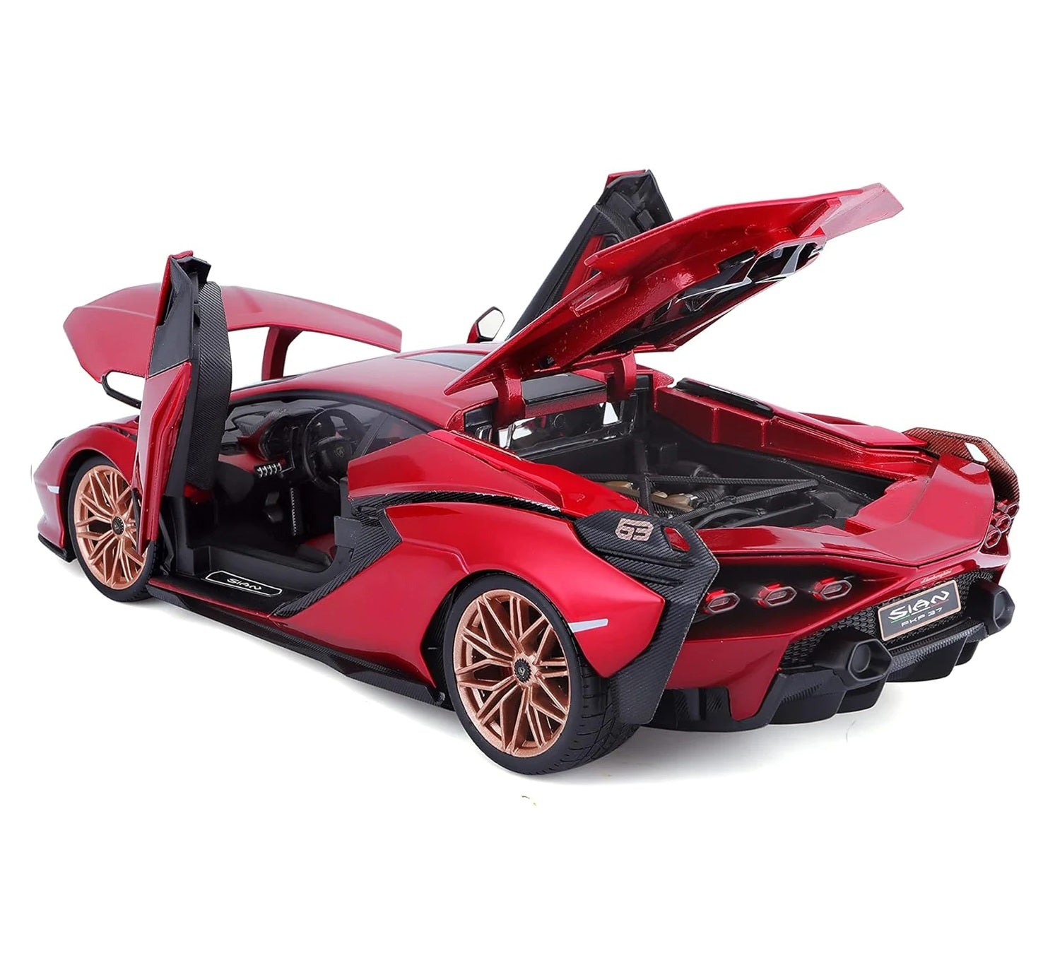 BBURAGO 1:18 Scale - Lamborghini Sian FKP 37 2019 in Red - Diecast Model Car