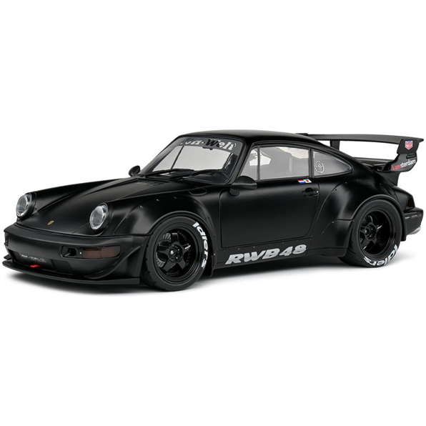 SOLIDO 1:18 Scale Diecast Model, Porsche 911 (964) RWB Bodykit Darth Vader Black 2016 - 1807508