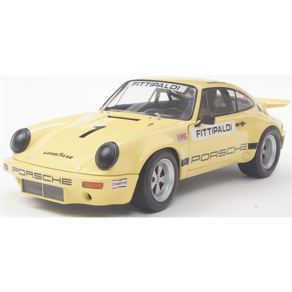 Solido 1:18 Diecast - 1974 Porsche 911 Iroc Yellow #1 Fitiipaldi - S1810703