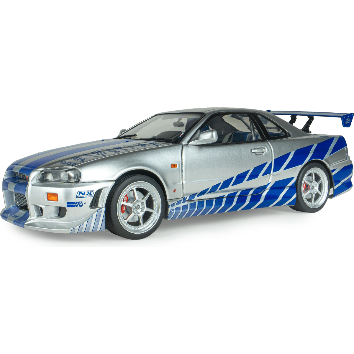 Solido Diecast - 1:18 Nissan Skyline GT-R (BNR34) "2Fast 2Furious" Silver/Blue- S1804315A