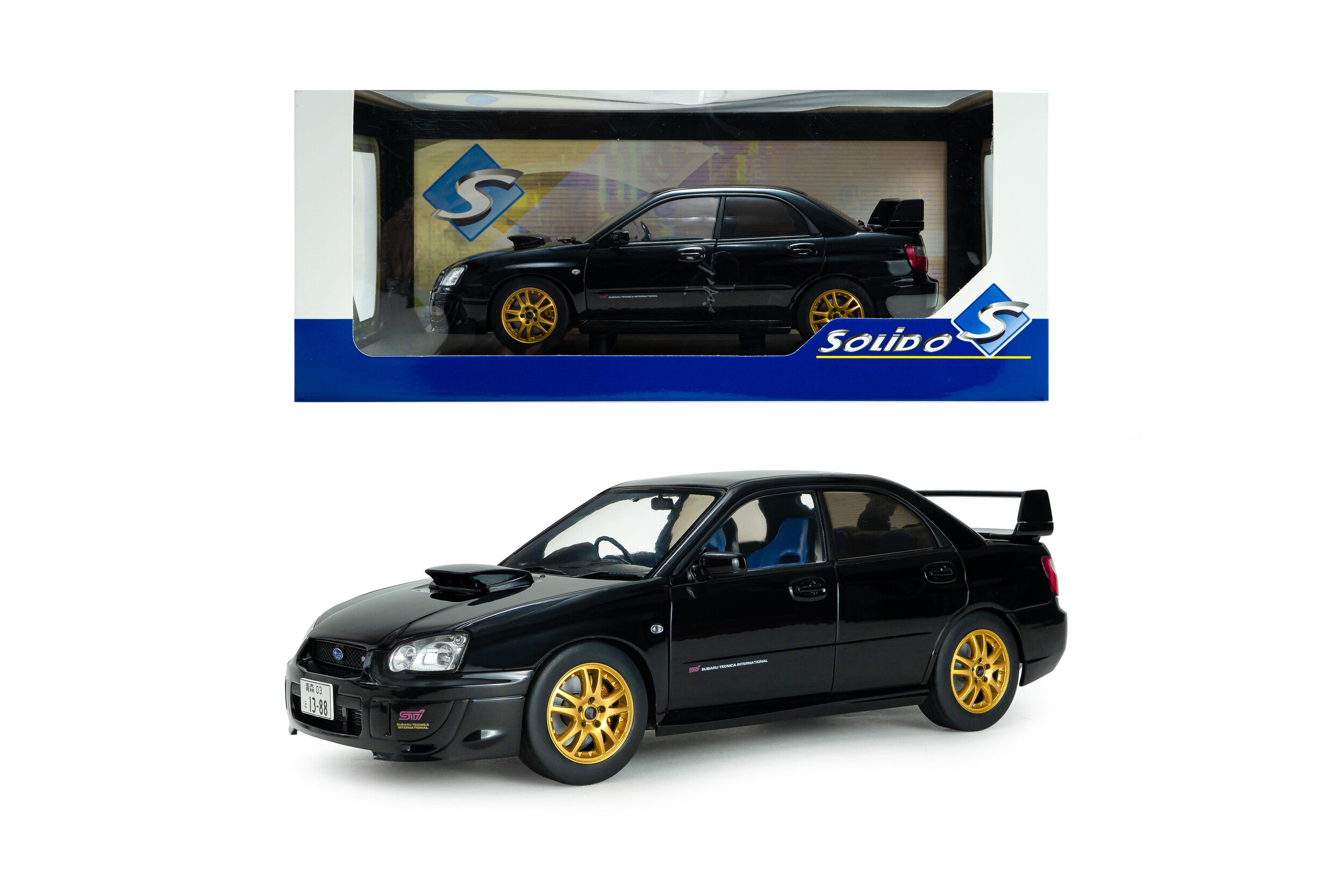 Solido 1:18 Diecast - 2004 Subaru Impreza WRX STi, Java Black Pearl - S1812305