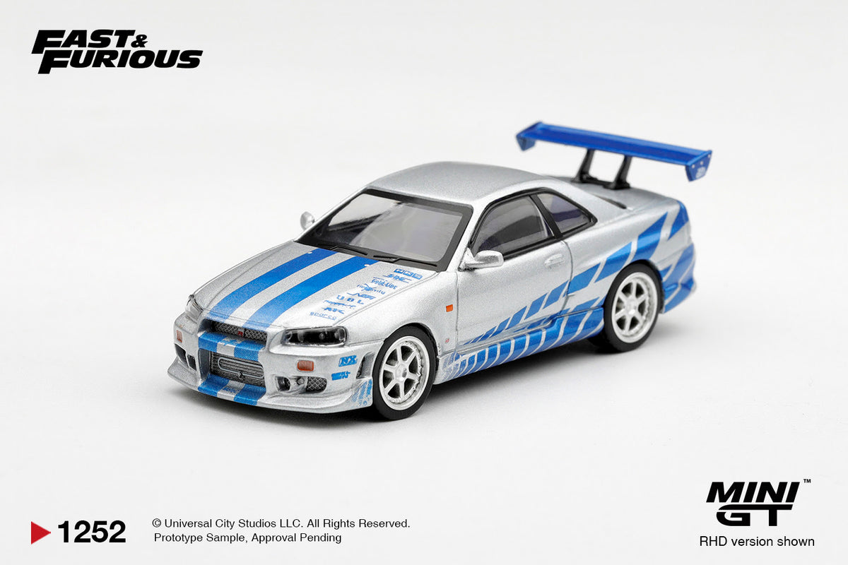Mini GT 1:64 Diecast - NISSAN SKYLINE GT-R C-WEST 2 FAST 2 FURIOUS BRIAN O CONNER (RHD) BLISTER PACKAGING - MGT01252-BL