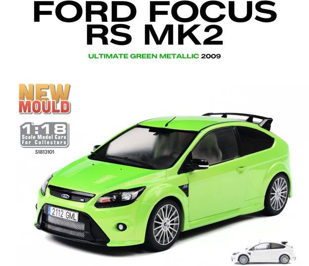 SOLIDO 1:18 Scale - 2009 Ford Focus RS Mk2 - Ultimate Green Metallic - S1813101