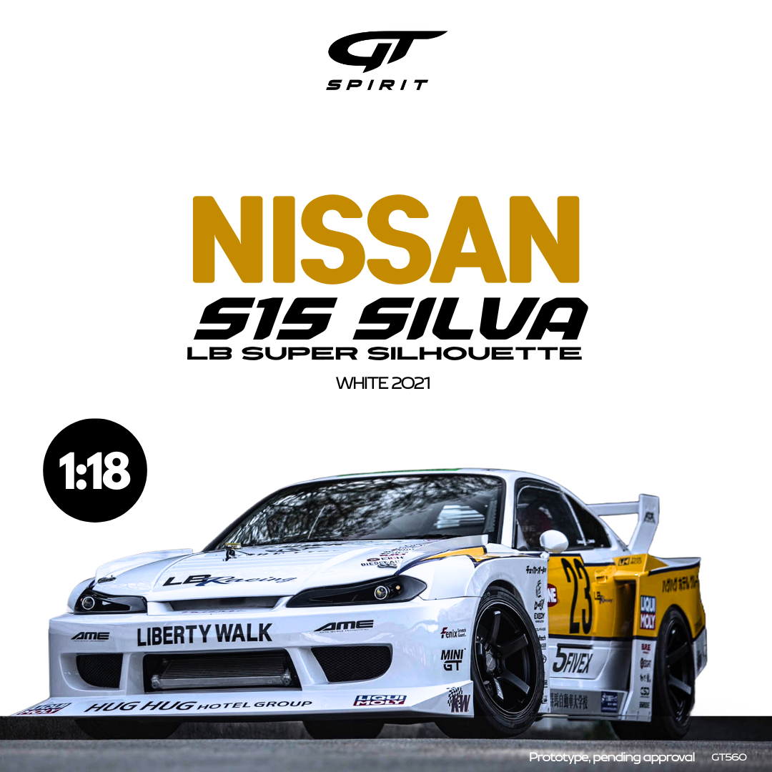 GT Spirit 1:18 Scale Resin, 2021 NISSAN S15 SILVA LB SUPER SILHOUETTE, WHITE - GT560