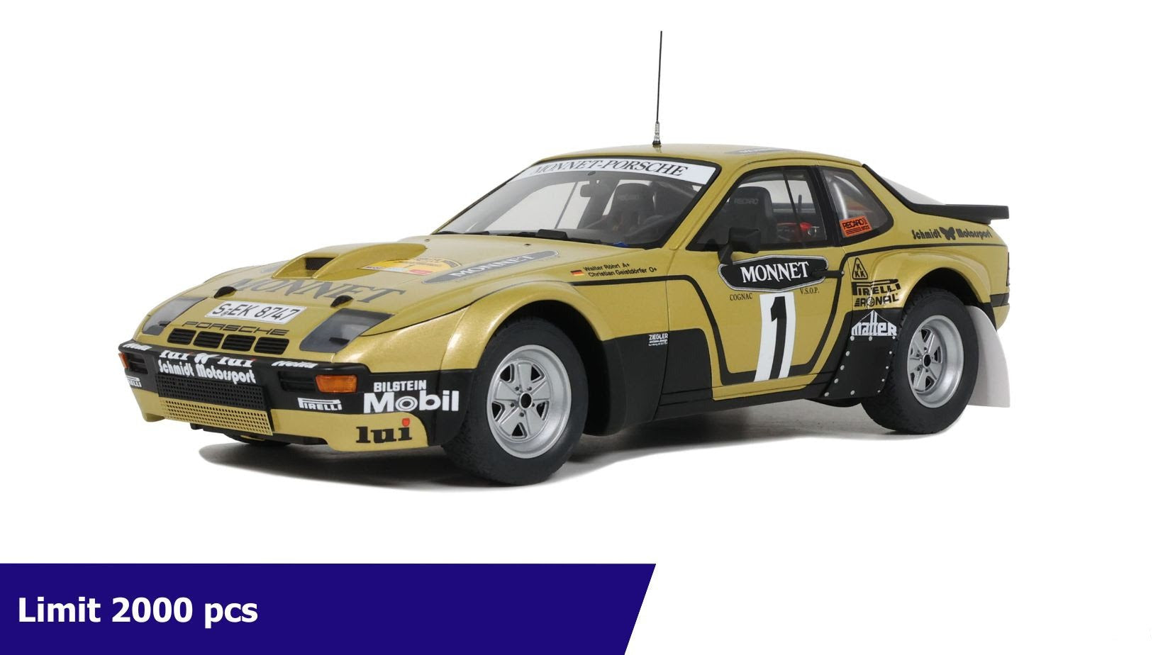 OTTO 1:18 Resin - PORSCHE 924 CARRERA GT4 GR.4 GOLD W.ROHL ADAC RALLY HESSEN 1981, GOLD- (OT442)