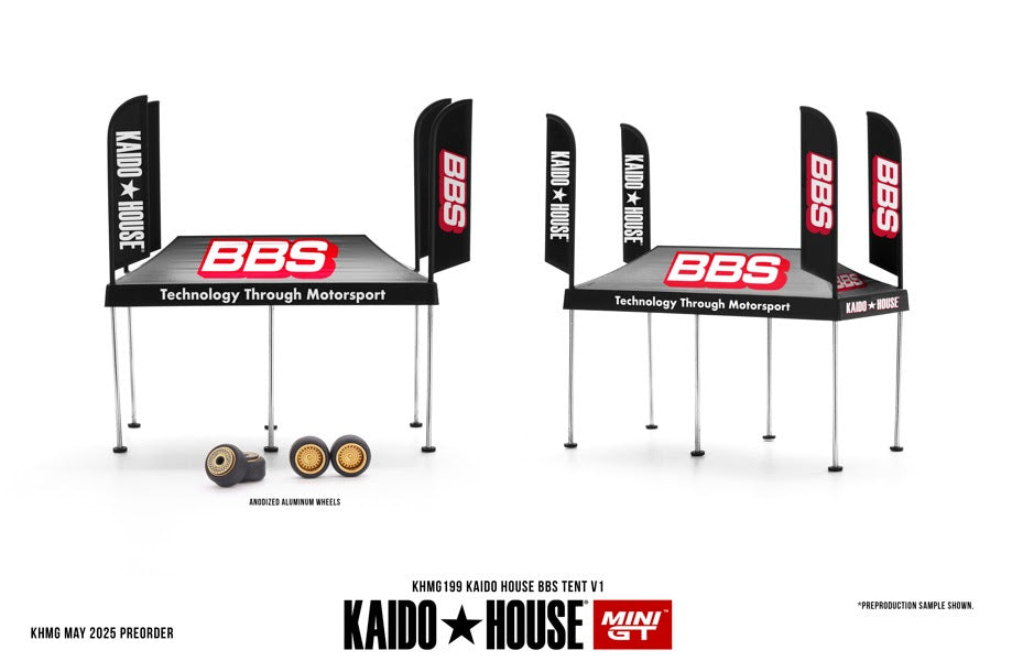 Mini GT 1:64 KAIDO HOUSE BBS TENT V1 with set of rims, Black - MGTKHMG199