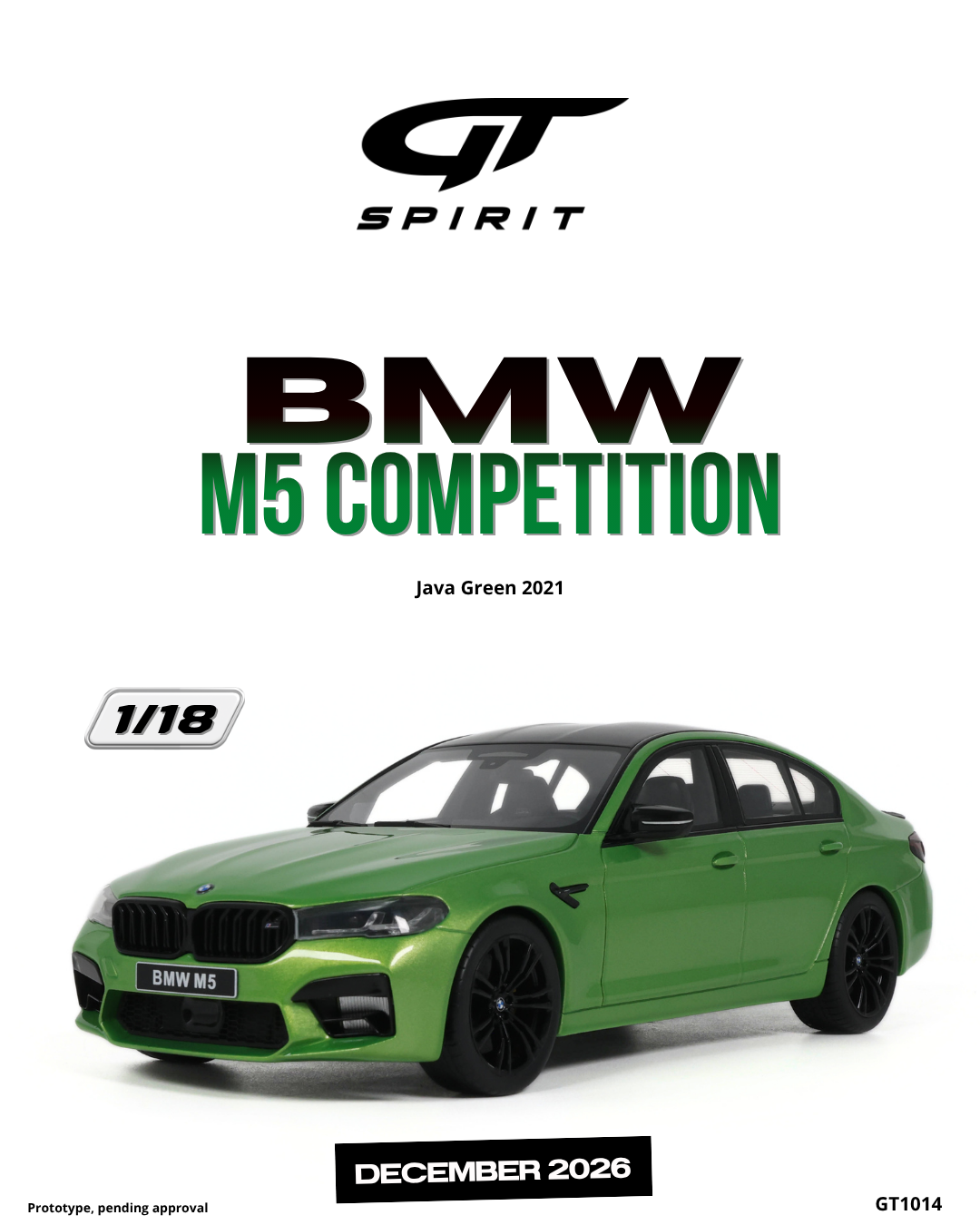 GT Spirit 1:18 Scale Resin, 2021 BMW M5 COMPETITION, JAVA GREEN - GT1014