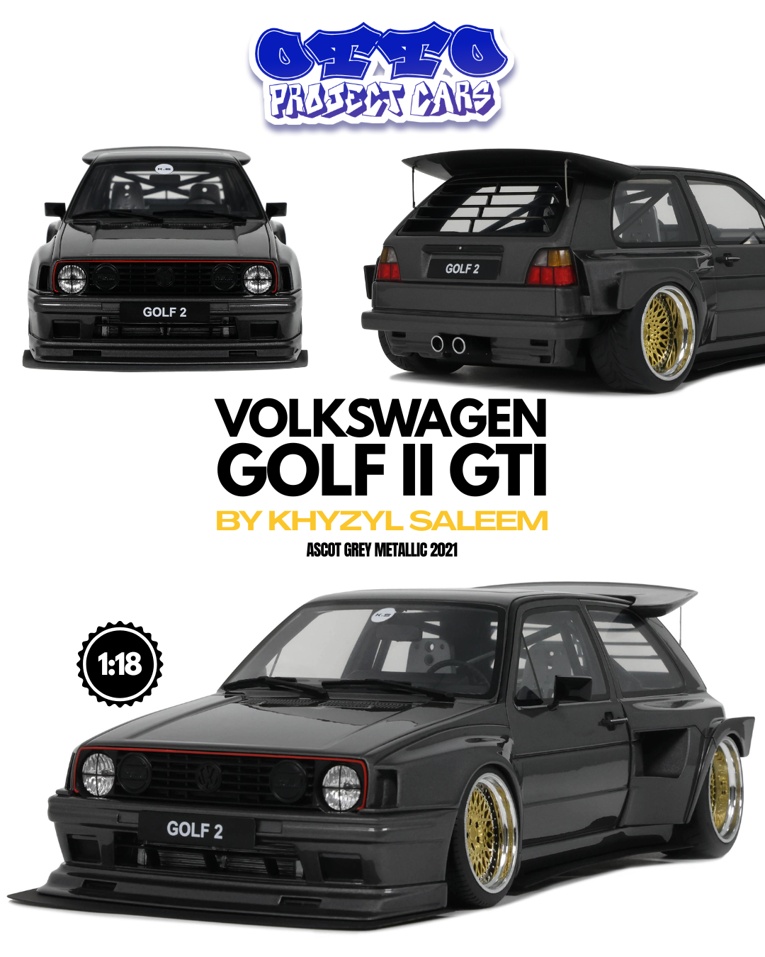 OTTO 1:18 Scale Resin Model Car - 2021 VW VOLKSWAGEN GOLF II