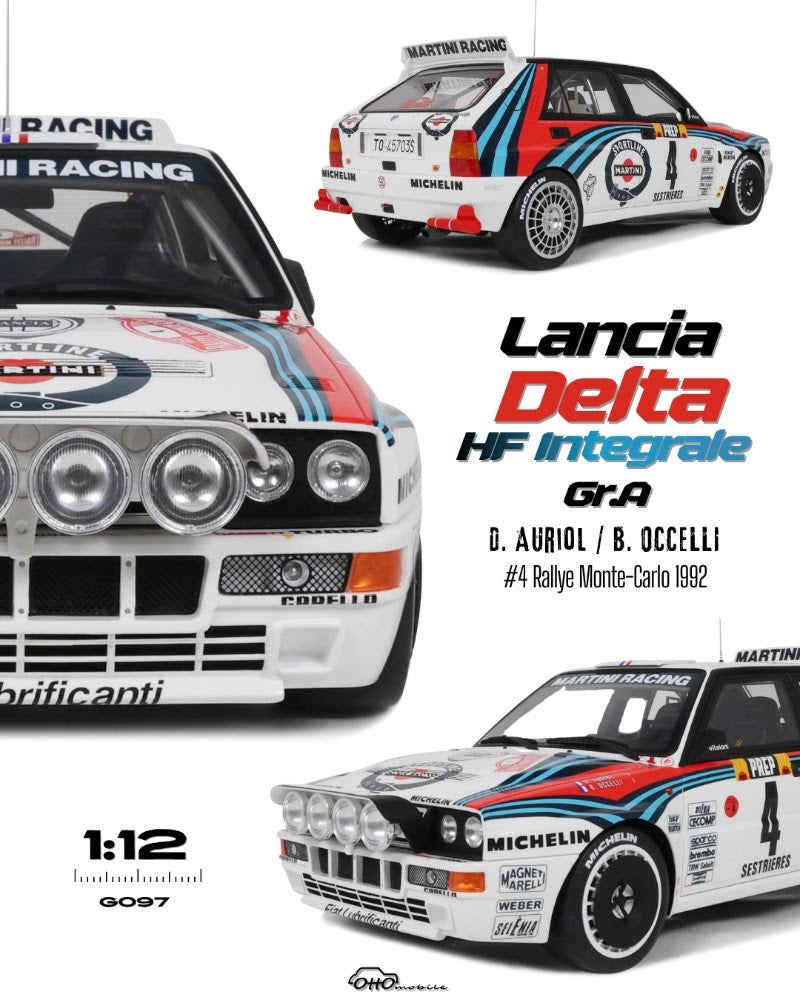 Otto 1:12 Scale Resin Model - LANCIA DELTA INTEGRALE HF Gr.A Rally Monte Carlo 1992 , White - G097
