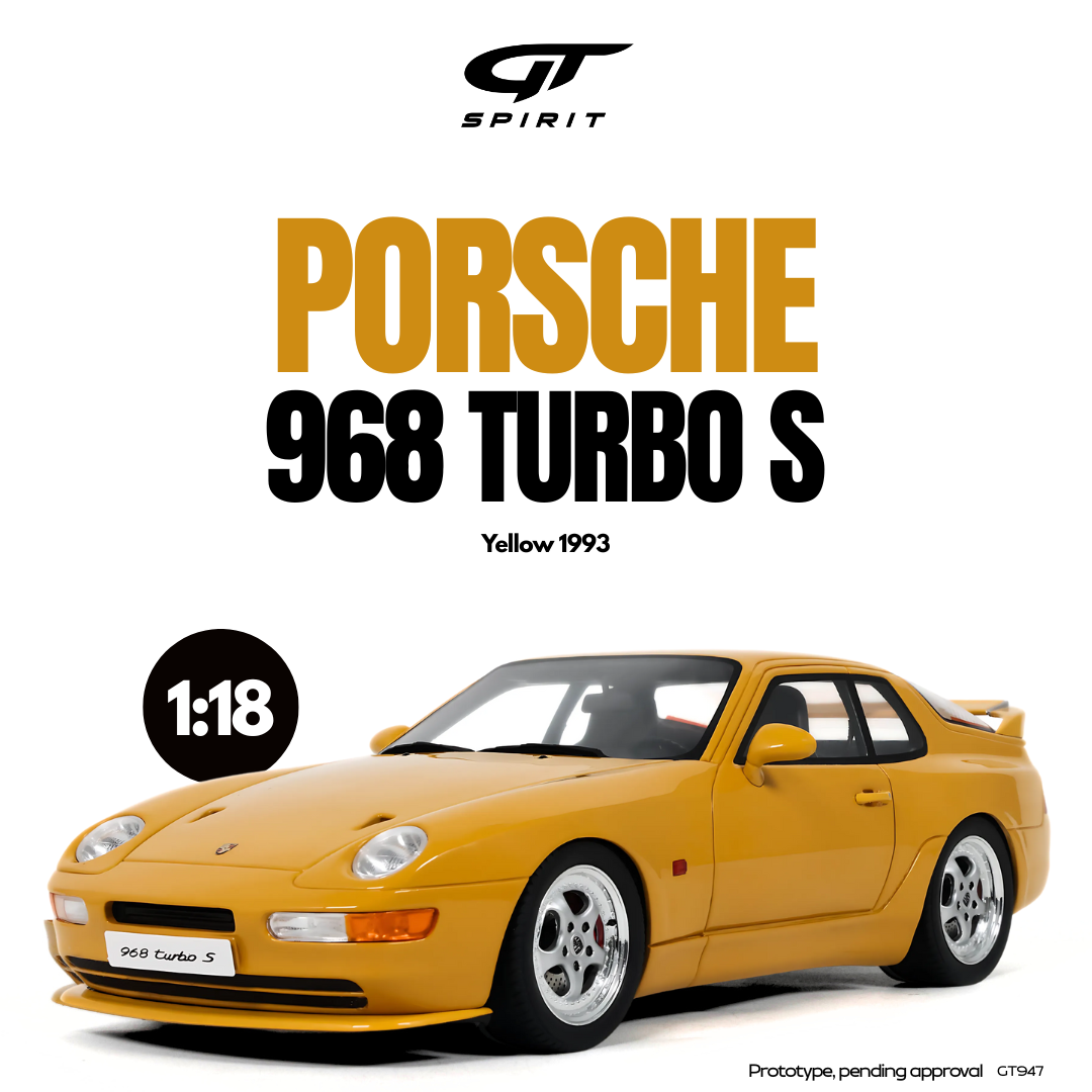 GT Spirit 1:18 Scale Resin, 1993 PORSCHE 968 TURBO S, YELLOW - GT947