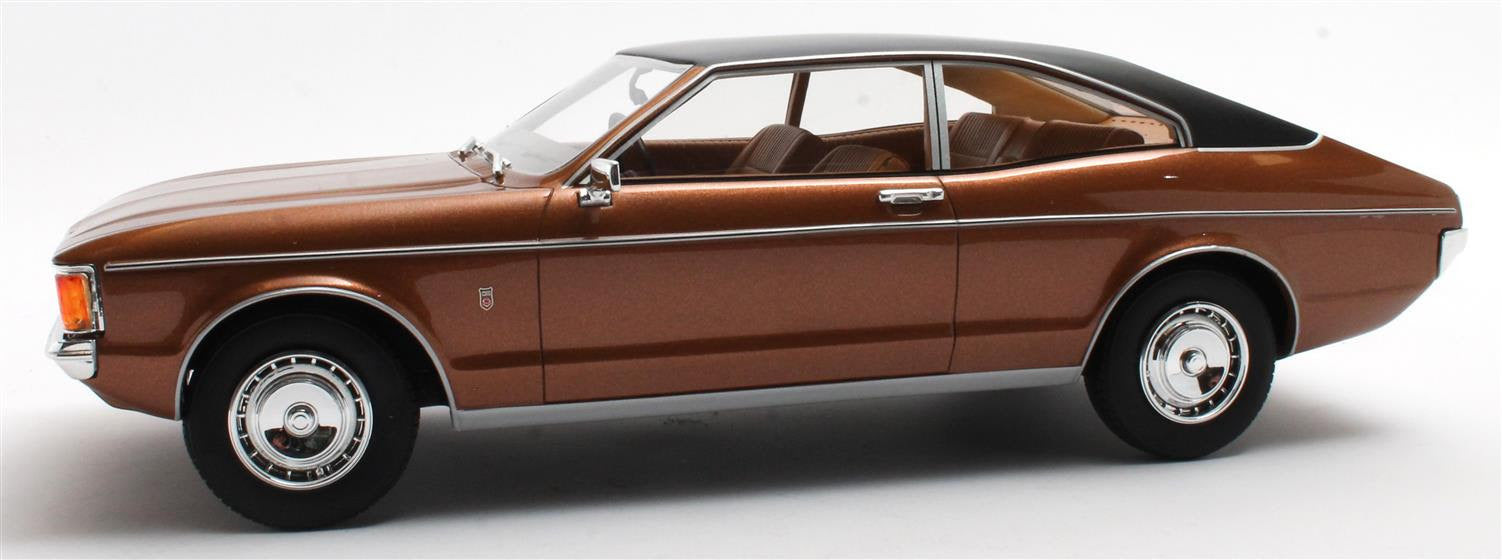 CULT 1:18 Scale Model 1972 Ford Granada Mk1 Coupe (Coke Bottle Shape) - Metallic Brown CML128-1
