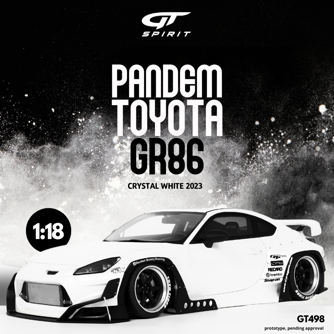 GT Spirit 1:18 Scale Resin, 2023 Pandem Toyota GR86 - Crystal White - GT498