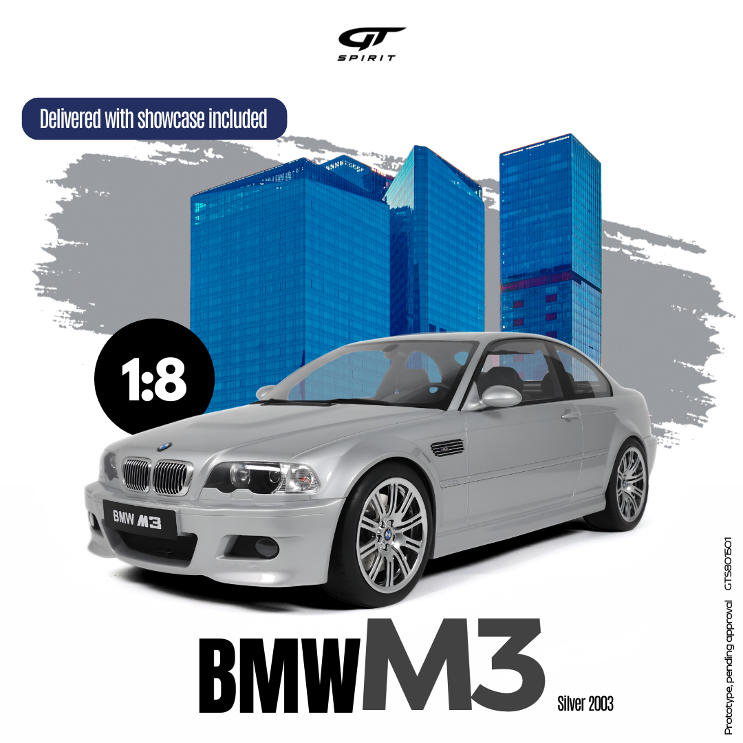 GT Spirit 1:8 Scale Resin, 2003 BMW M3 E46, SILVER - GTS801501