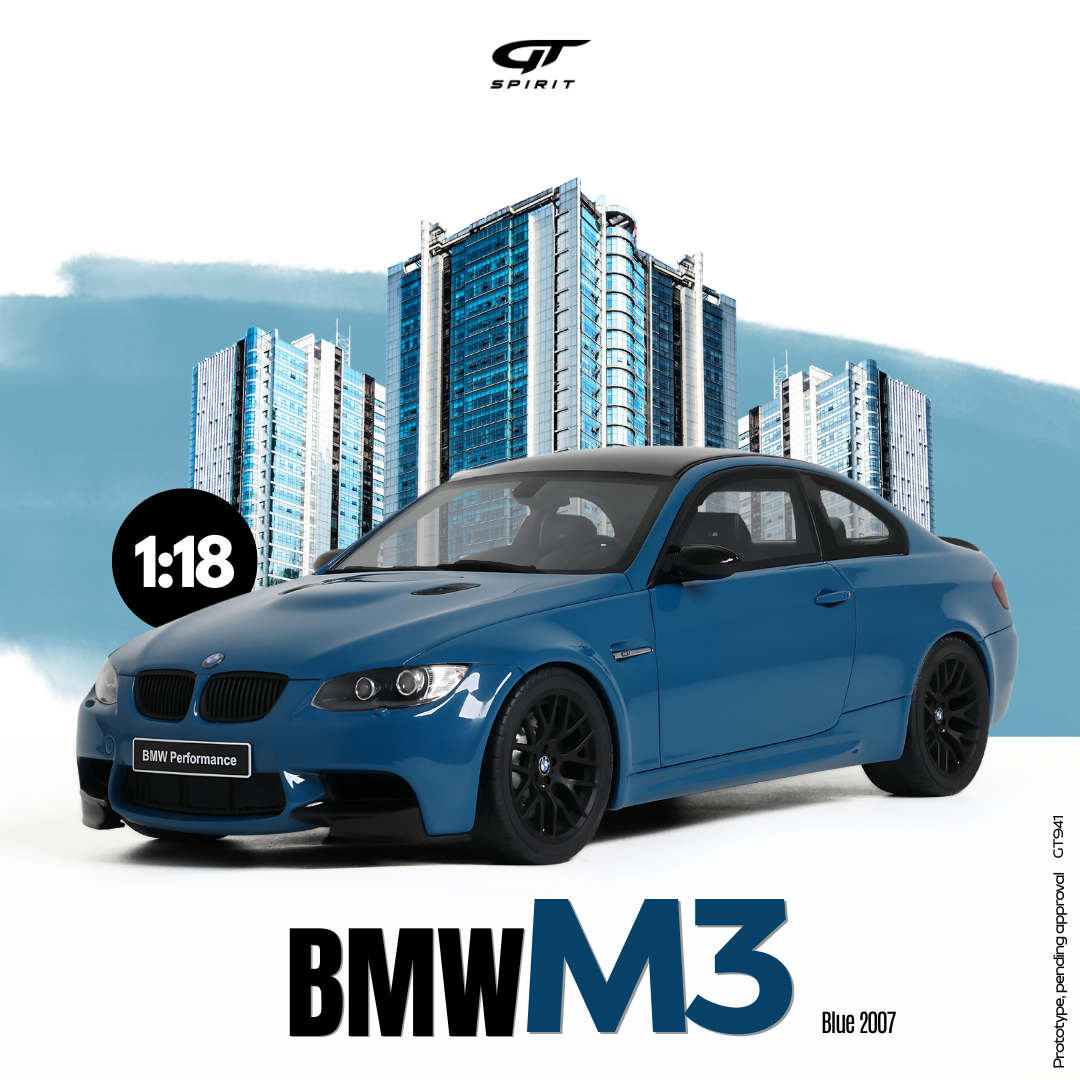 GT Spirit 1:18 Scale Resin, 2007 BMW M3 E92, BLUE - GT941