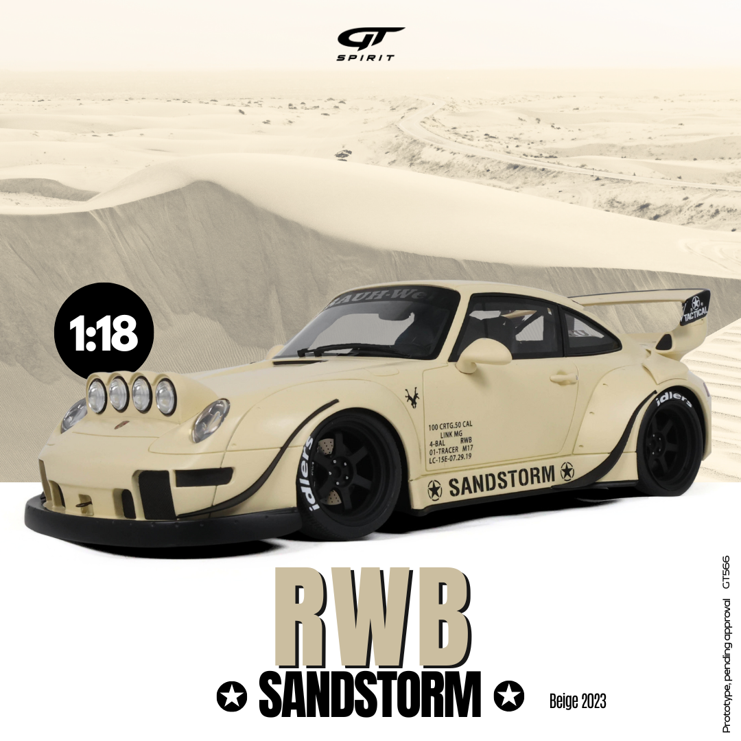GT Spirit 1:18 Scale Resin, 2023 Porsche 911 RWB, SANDSTORM BEIGE - GT566