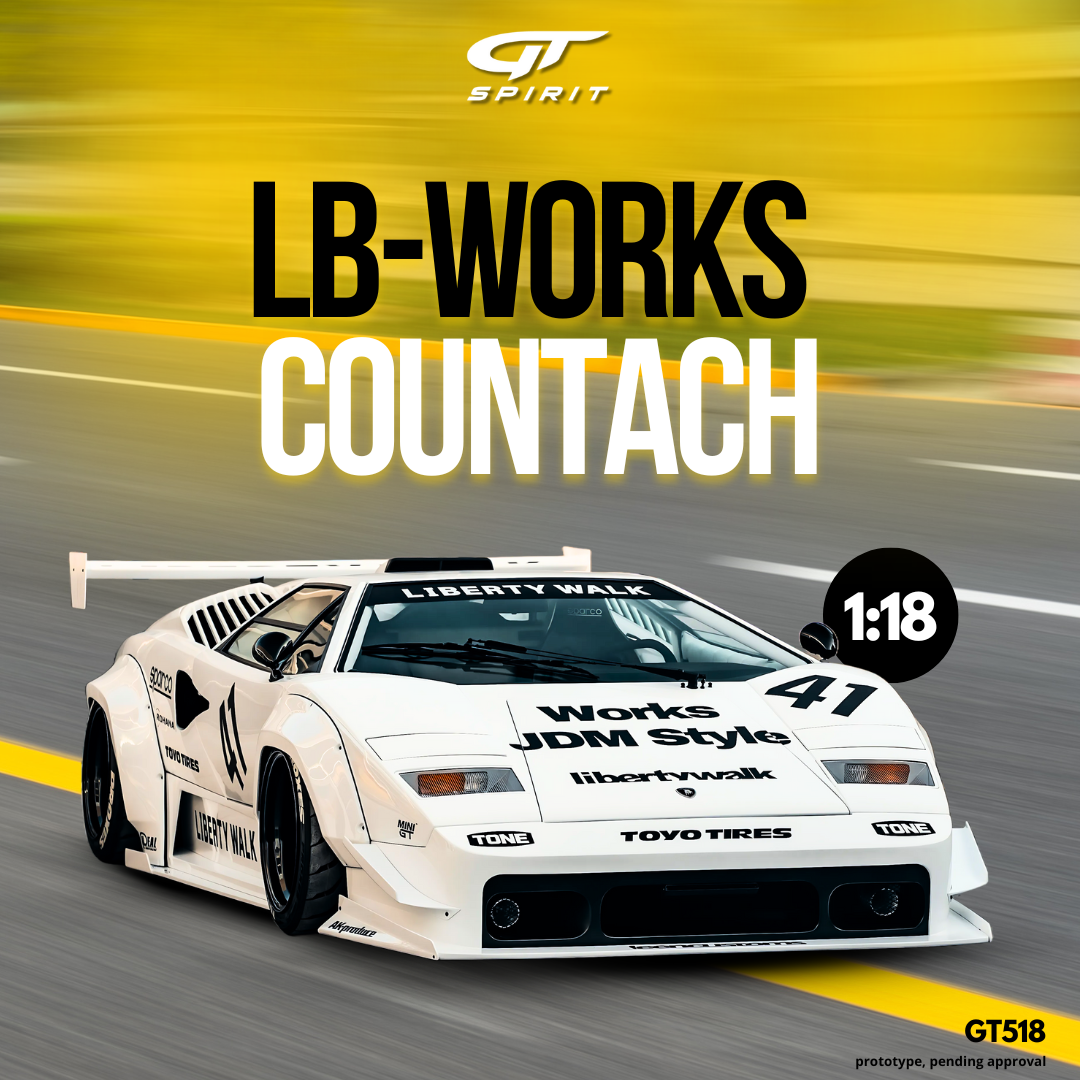 GT Spirit 1:18 Scale Resin, 2023 Lamborghini Countach LB-Works - White - GT518