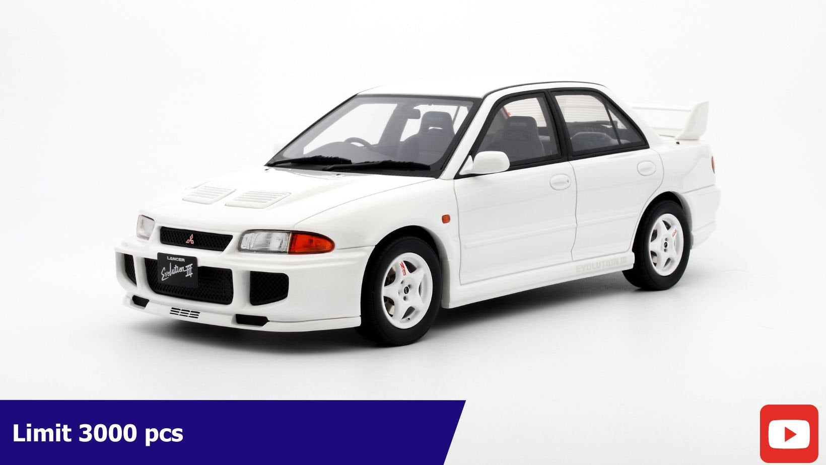 OTTO 1:18 Scale Resin Model Car 1995 MITSUBISHI LANCER EVO III, WHIT