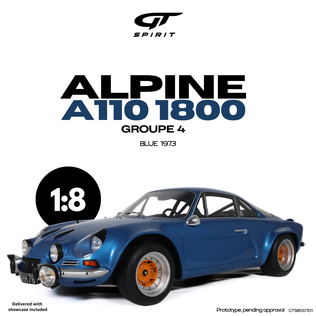 GT Spirit 1:8 Scale Resin, 1973 ALPINE A110 1800 GROUPE 4, BLUE - GTS800701