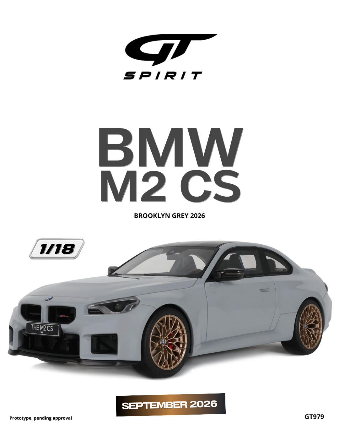GT Spirit 1:18 Scale Resin, 2026 BMW M2 CS, BROOKLYN GREY - GT979