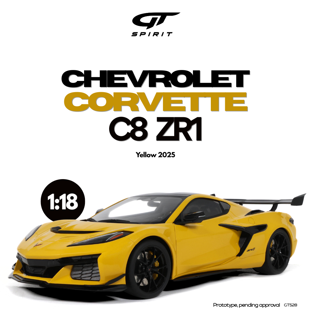 GT Spirit 1:18 Scale Resin, 2025 CHEVROLET CORVETTE C8 ZR1, YELLOW - G