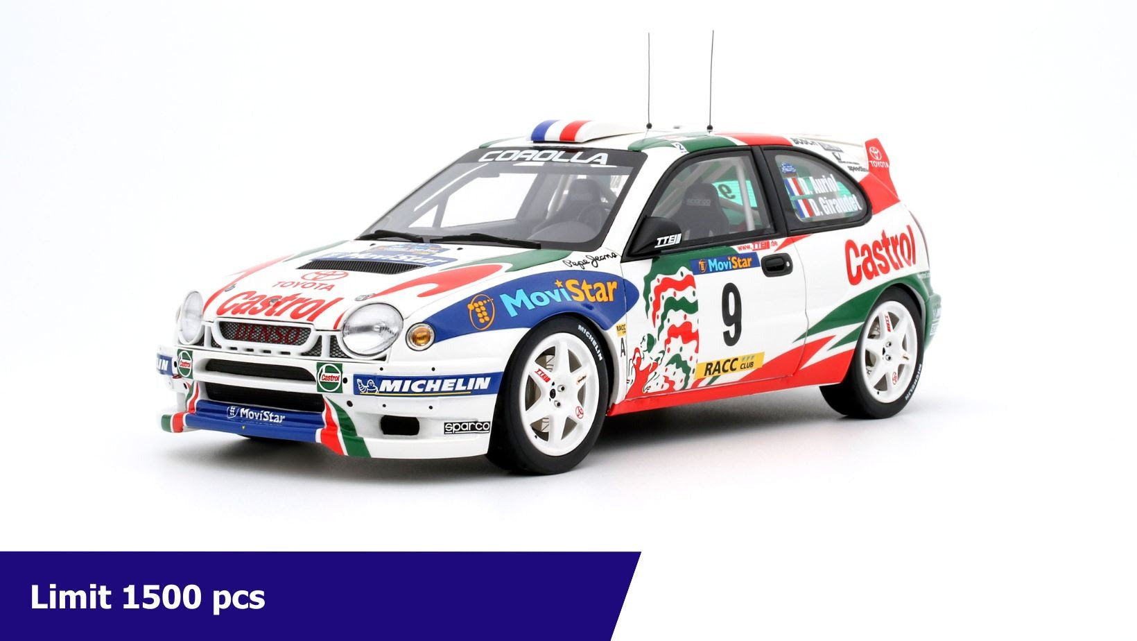 OTTO 1:18 - 1998 TOYOTA COROLLA WRC D. AURIOL, WHITE - OT1102