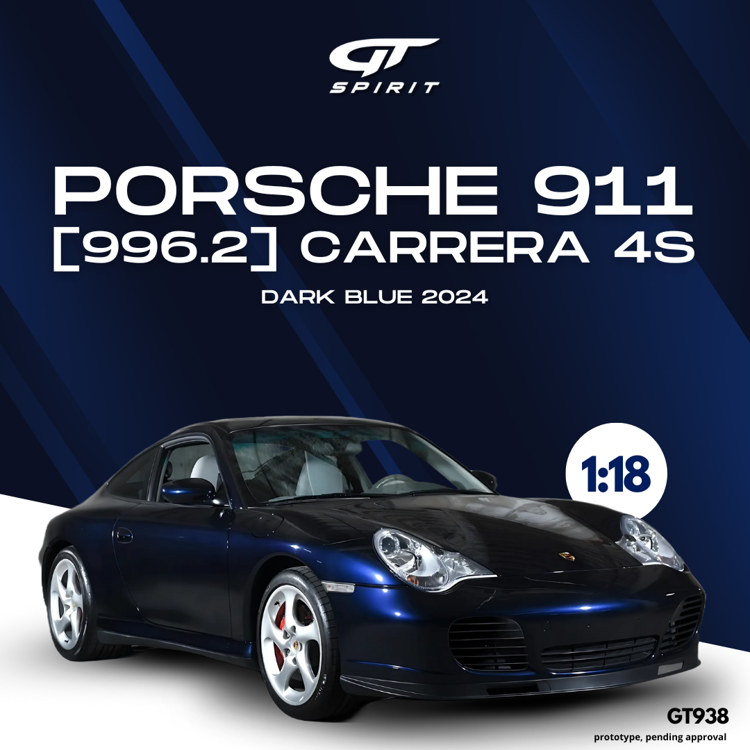 GT Spirit 1:18 Scale Resin, 2002 Porsche 911 (996.2) Carrera 4S - Dark Blue - GT938
