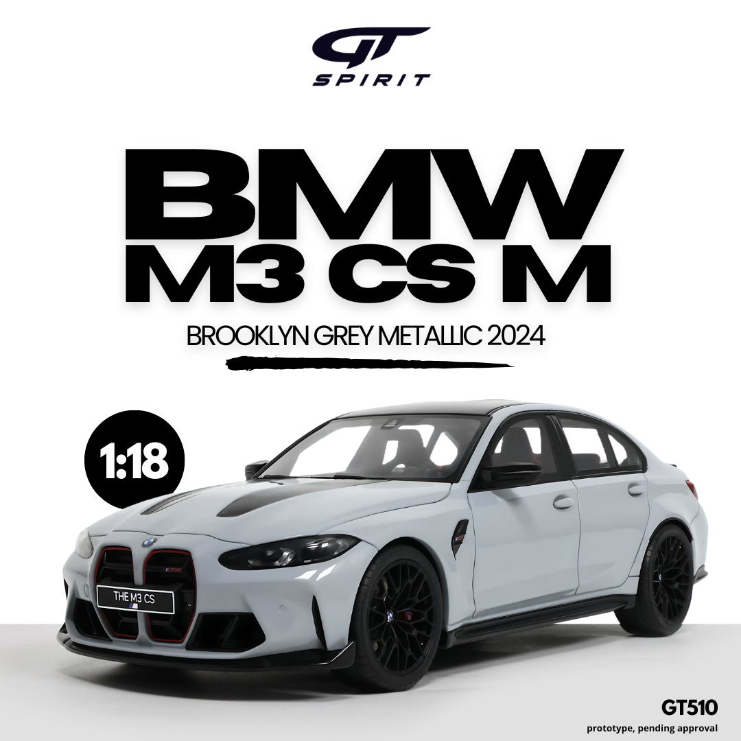 GT Spirit 1:18 Scale Resin, 2024 BMW M3 CS M - Brooklyn Grey Metallic - GT510
