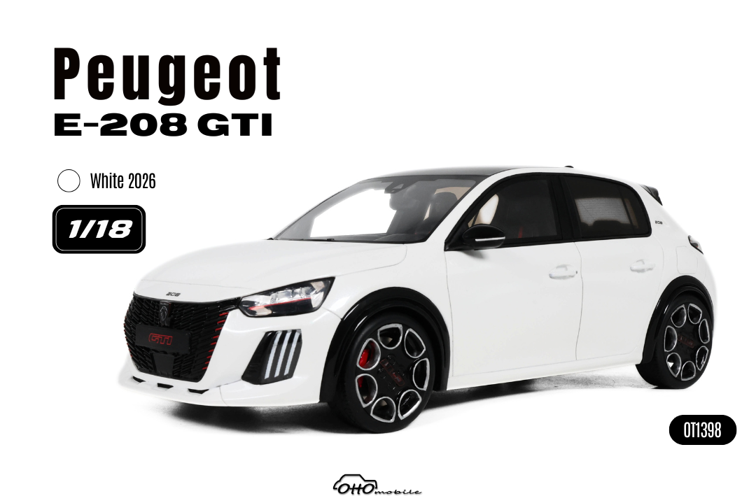 OTTO 1:18 Scale Resin - Reseller Exclusive – 2026 PEUGEOT E-208 GTI, White - OT1398