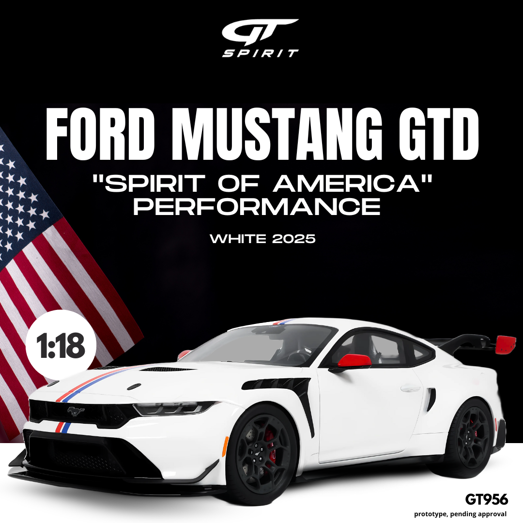 GT Spirit 1:18 Scale Resin, 2025 Ford mustang GTD "Spirit of America" Performance - White - GT956