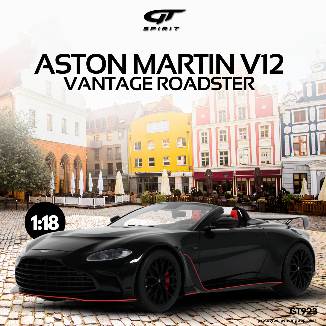 GT Spirit 1:18 Scale Resin, 2023 Aston Martin V12 Vantage Roadster - Onyx Black - GT923