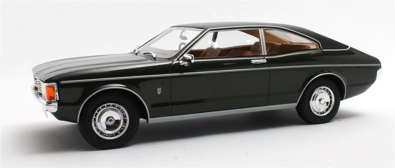CULT 1:18 Scale Model 1972 Ford Granada Mk1 Coupe (Coke Bottle Shape) - Metallic Green CML128-2