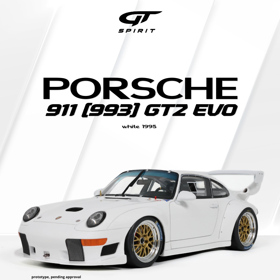 GT Spirit 1:18 Scale Resin, 1995 Porsche 911 (993) GT2 EVO, White - GT