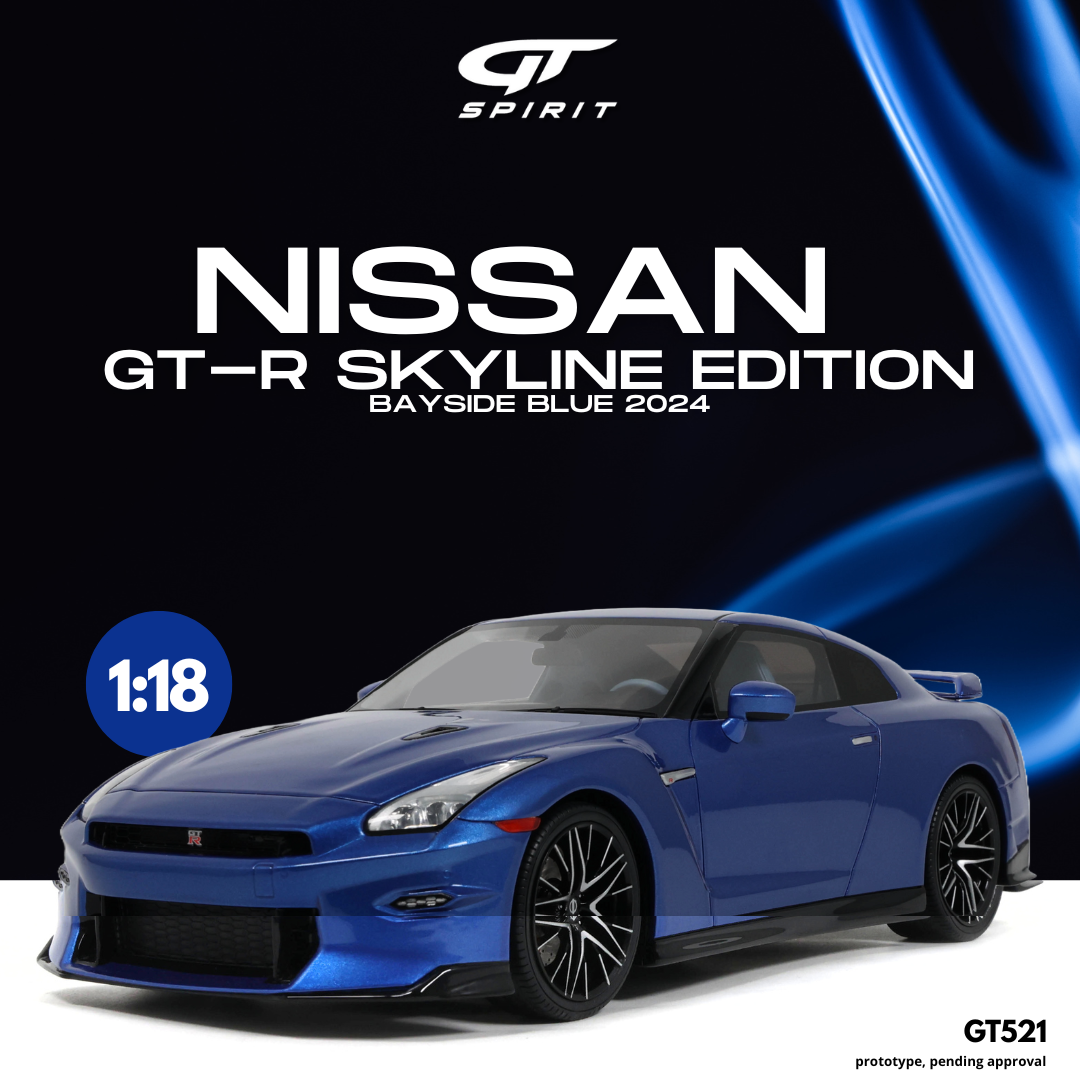 GT Spirit 1:18 Scale Resin, 2024 Nissan GT-R Skyline Edition - Bayside Blue - GT521