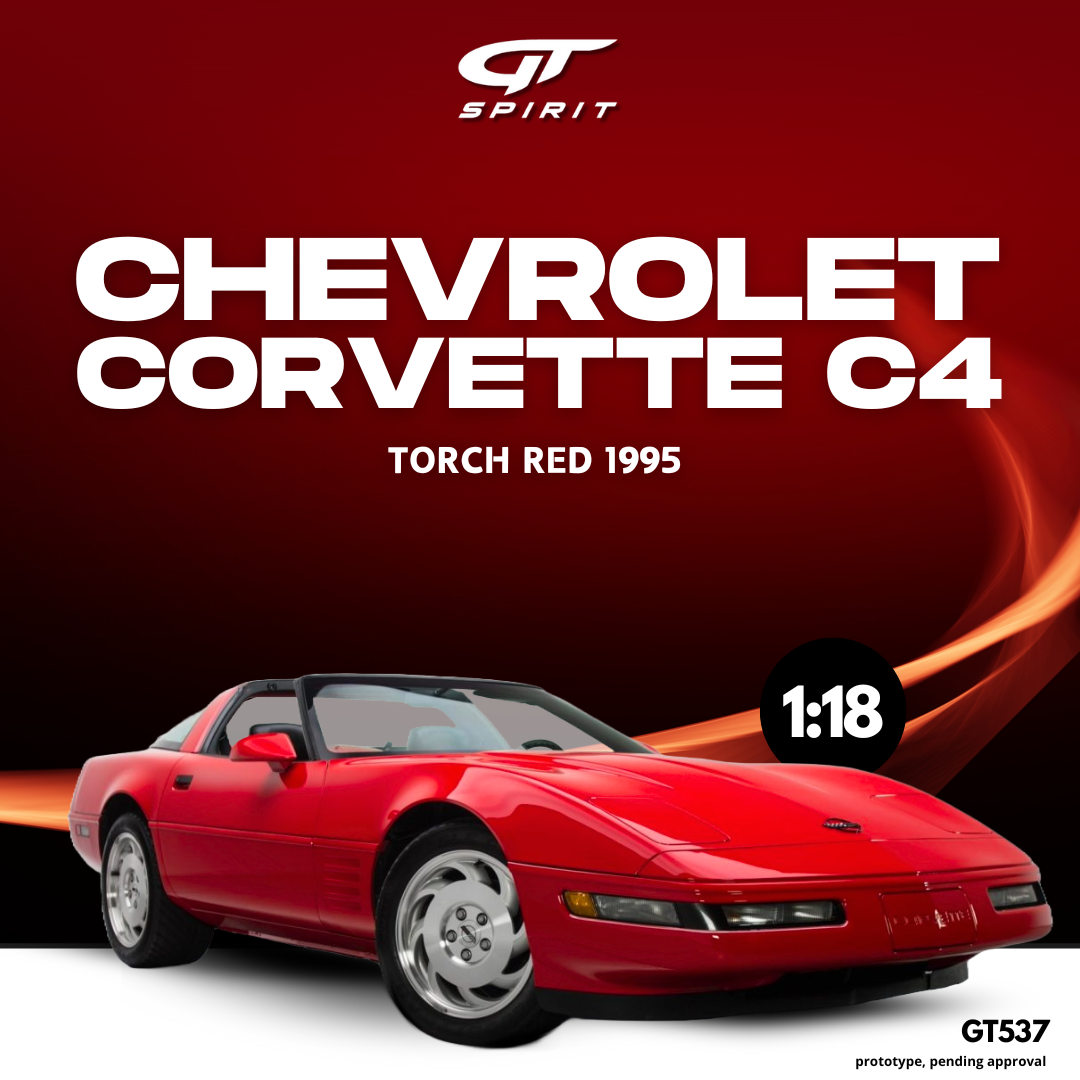 GT Spirit 1:18 Scale Resin, 1995 Chevrolet Corvette C4 - Torch Red - GT537