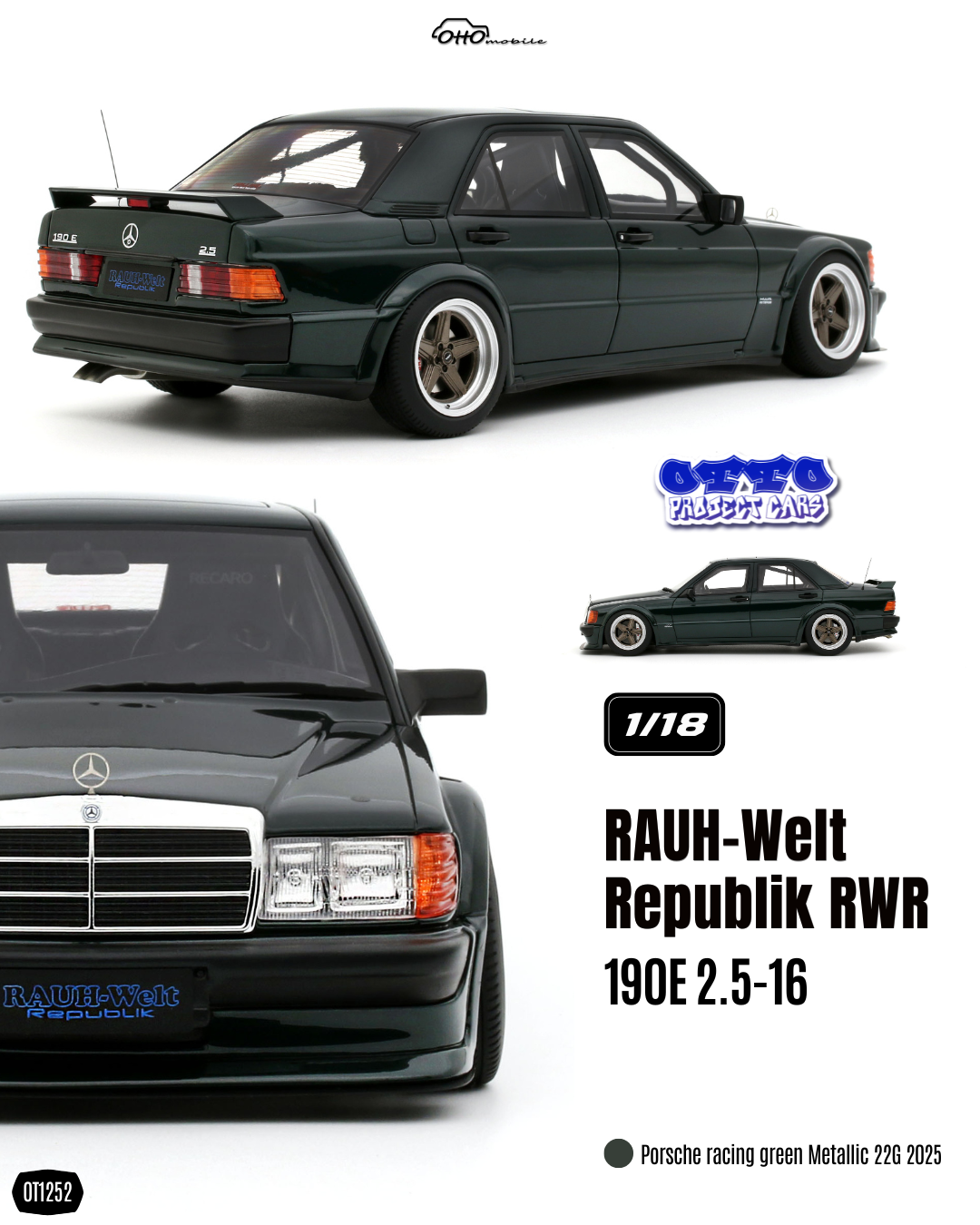 OTTO 1:18 Scale Resin - 2025 Merces Benz RAUH-WELT REPUBLIK RWR 190E 2
