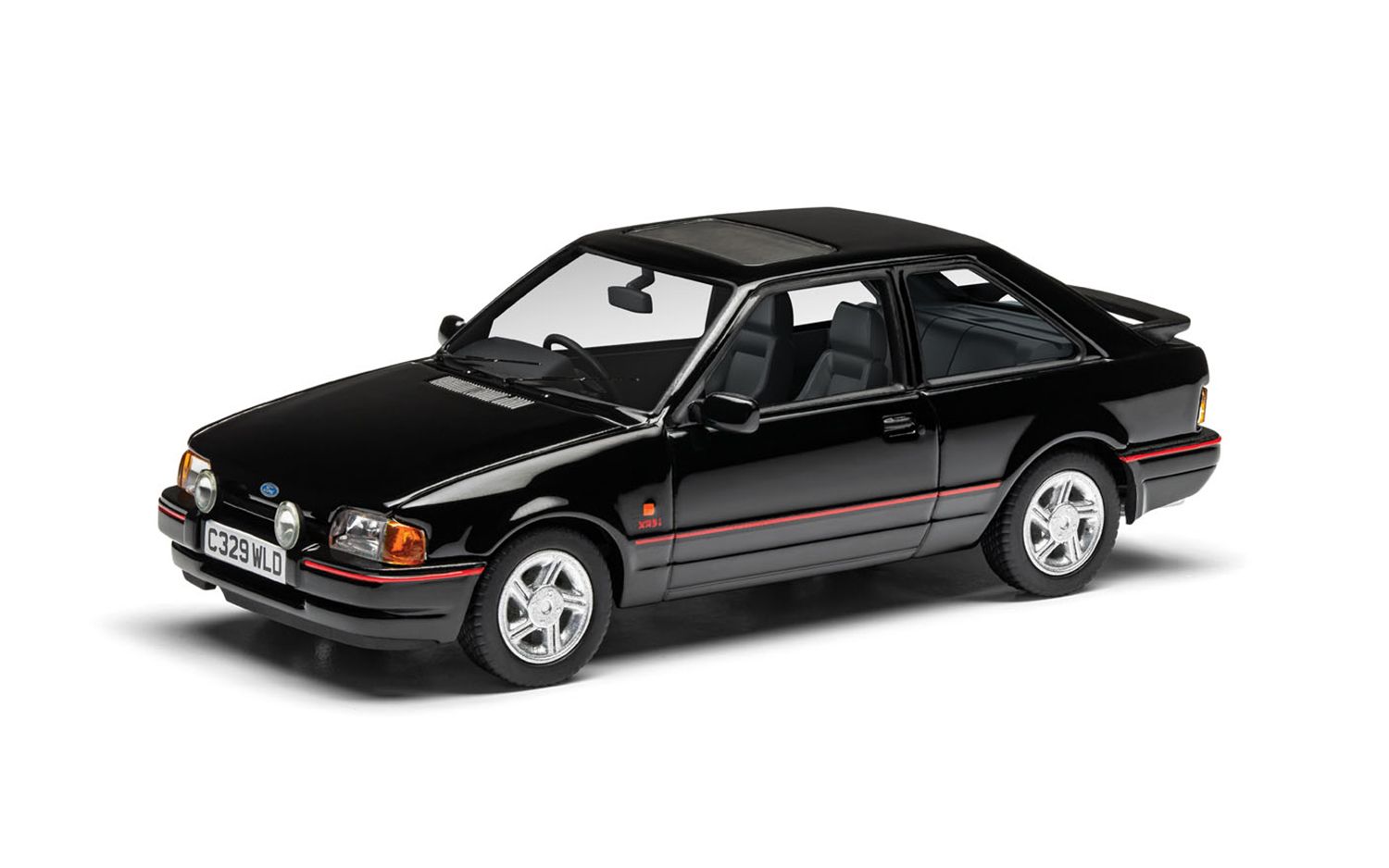 Corgi 1:43 Diecast Model - 1986 Ford Escort Mk4 XR3i (C329 WLD), Black - VA14307A