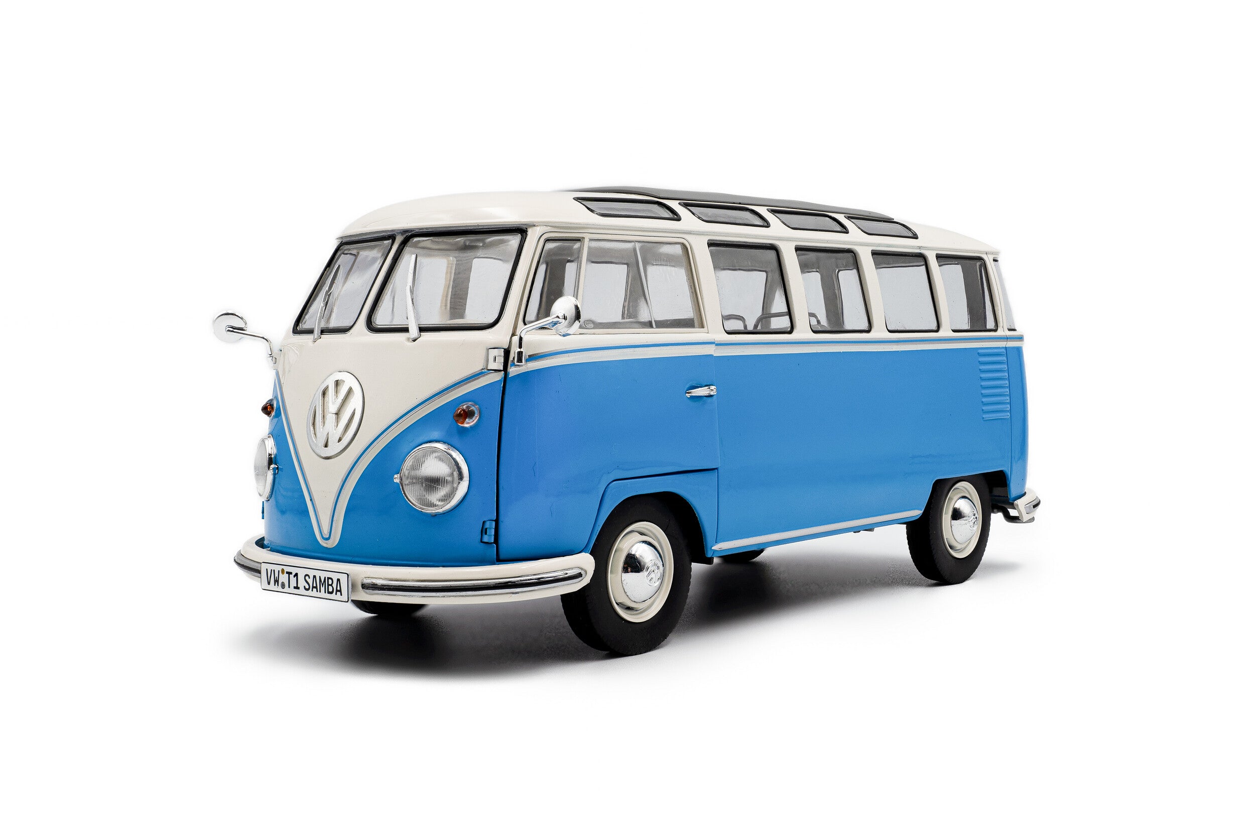 Volkswagen Type 1 65th Anniversary ミニカー Solido 1:18 Diecast - VW Volkswagen T1 Samba, Blue/White - S1813401