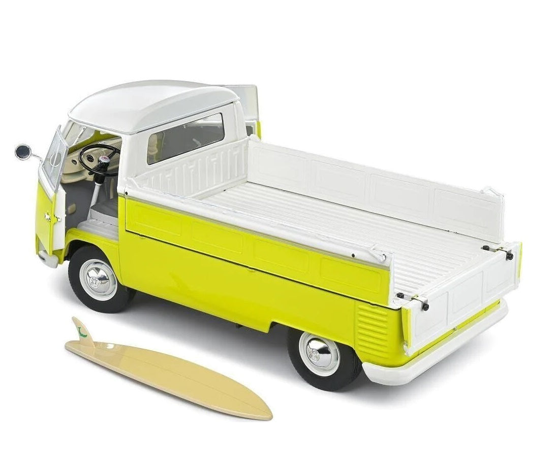 SOLIDO 1:18 Scale Diecast Model Car, Volkswagen VW T1 Pick Up 1950 Yellow/White