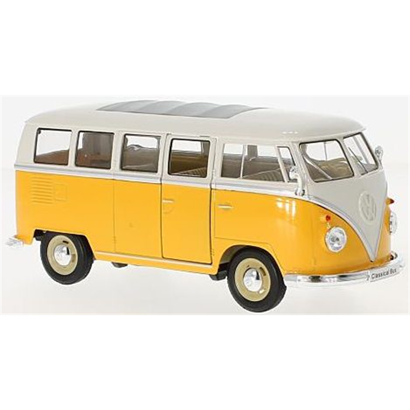 WELLY 1:24 Scale Diecast Model Car - 1962 VW T1 Bus - Yellow/White