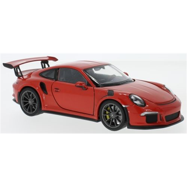 WELLY 1:24 Scale Diecast Model Car - 2015 Porsche 911 GT3 RS, Red/Orange