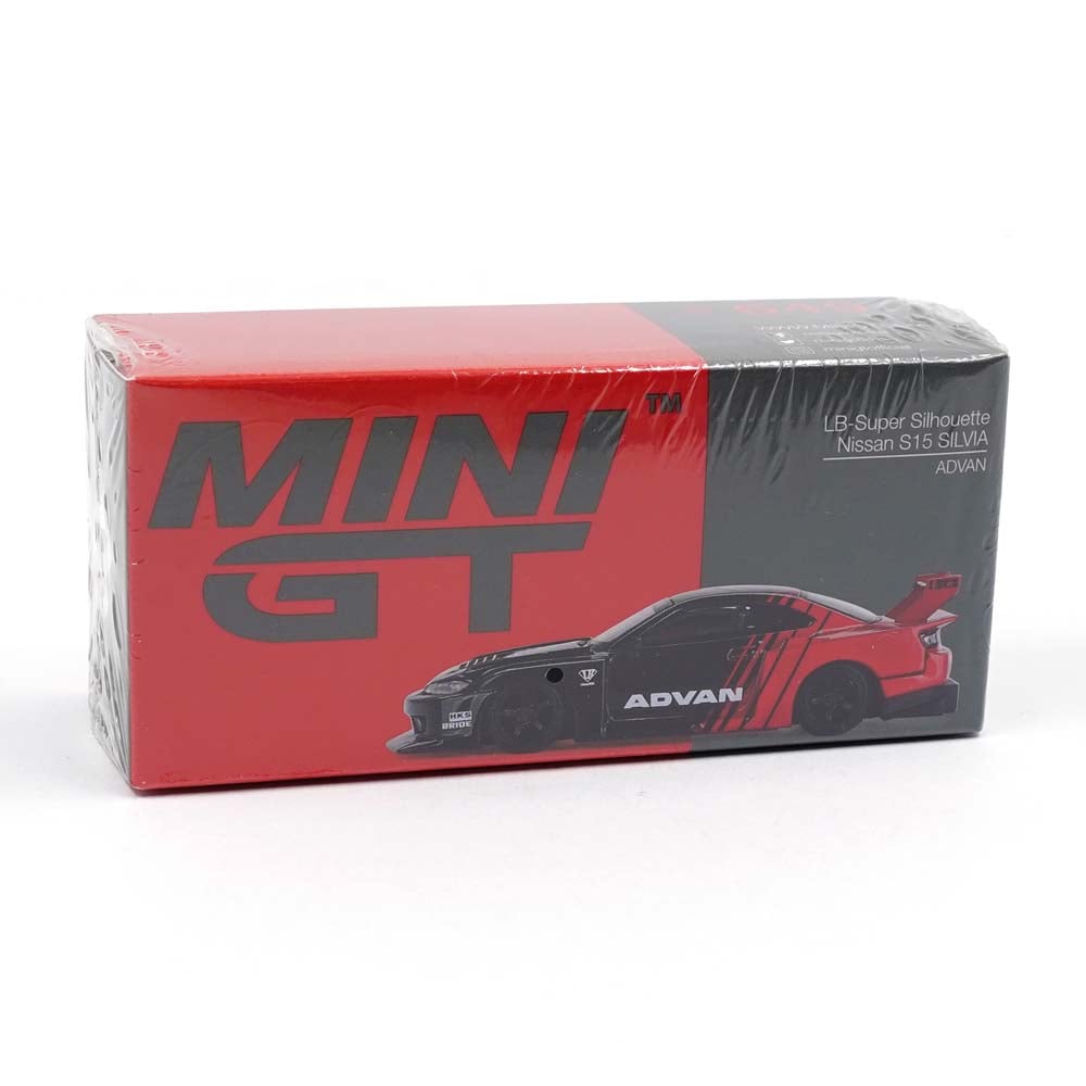 Mini GT 1:64 Diecast - Nissan Silvia (S15) LB-Super Silhouette Advan, Red/Black (RHD) - MGT00649-R