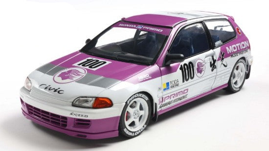 SOLIDO 1:18 Scale - 1991 Honda Civic (EG6) KAIDO Racer, White/Purple - S1810407