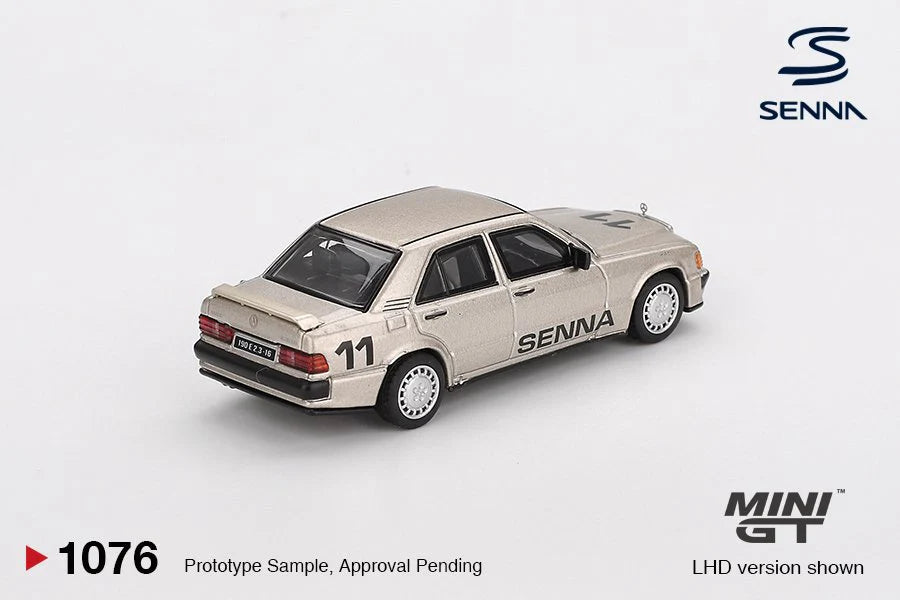 Mini GT 1:64 Diecast - MERCEDES-BENZ 190 E 2.3-16 NO.11 AYRTON SENNA 1984 NURBURGRING RACE OF CHAMPIONS WITH FIGURE - MGT01076 - MGT01076-L
