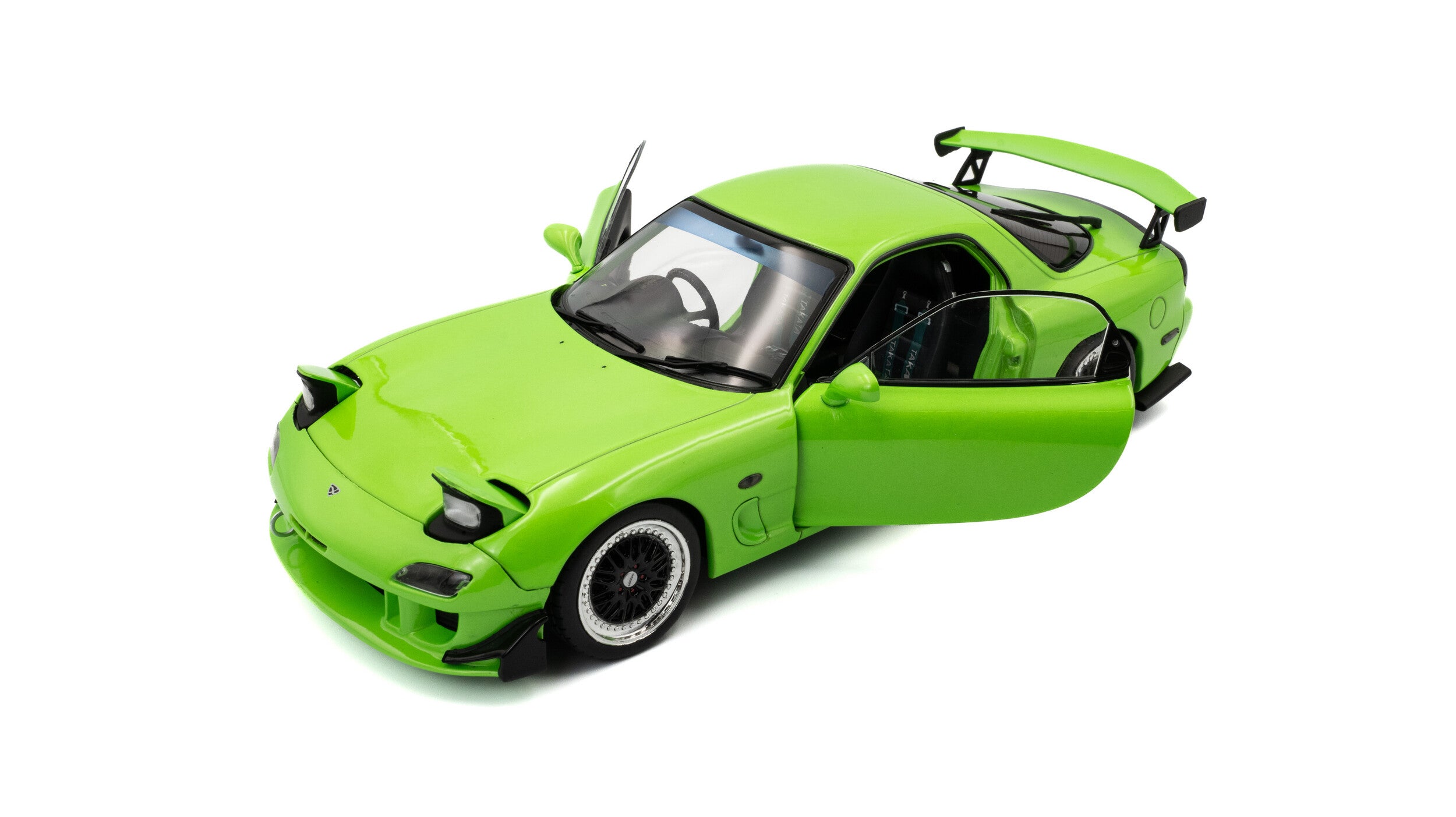 SOLIDO 1:18 Scale - 1999 Mazda RX7 FD3RS, Solido Works, Neon Green - S1810606
