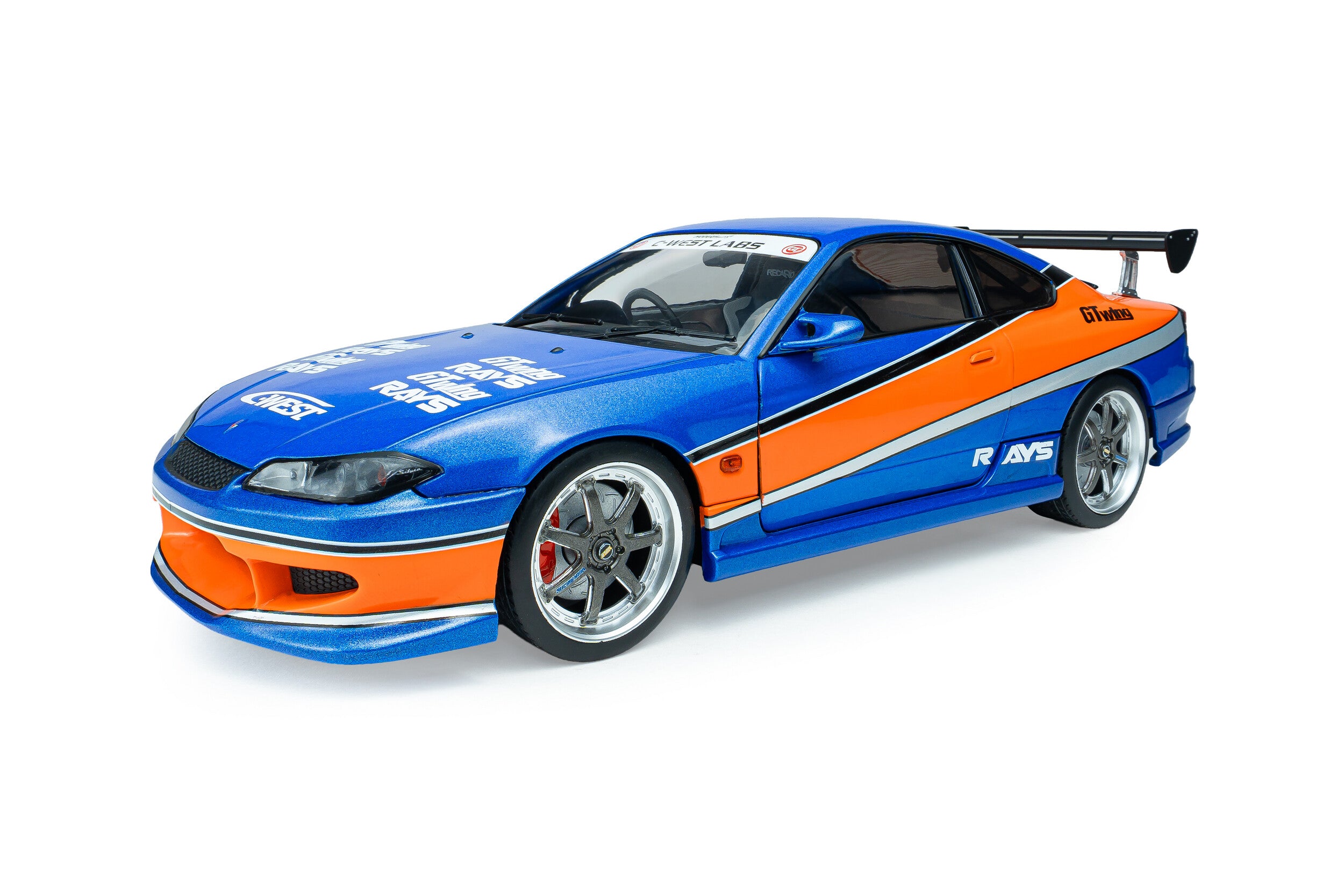 Solido Diecast - 1:18 HAN'S NISSAN SILVIA (S15) SPEC-S MONA LISA 1999 - FAST & FURIOUS III TOKYO DRIFT - BLUE/ORANGE - S1812205A